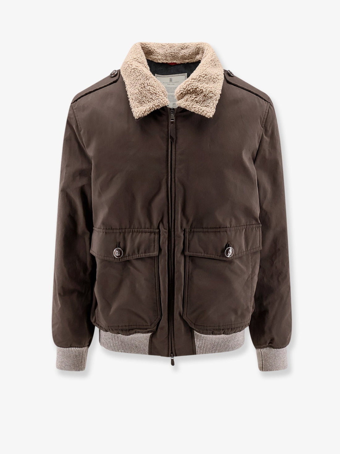 Brunello Cucinelli - Cotton blend jacket with fur collar cotton-blend-jacket-with-fur-collar_c129b853-aedb-4274-9611-1d986733ae5e
