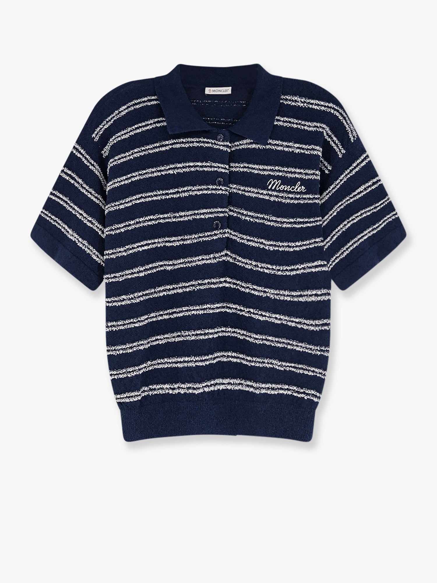 Moncler Cotton blend polo shirt with bouclé effect