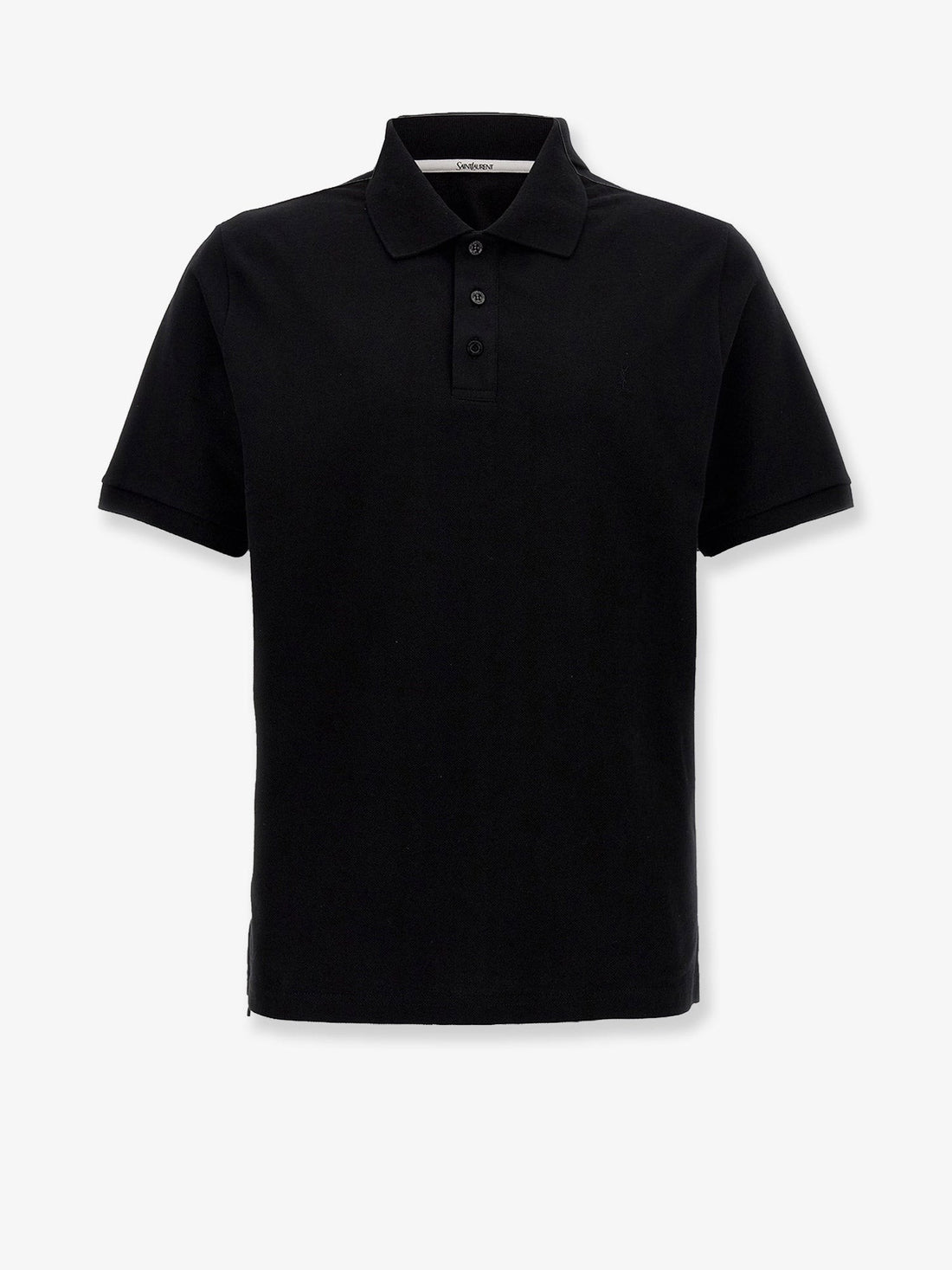 Saint Laurent - Cotton blend polo shirt with Cassandre embroidery noir