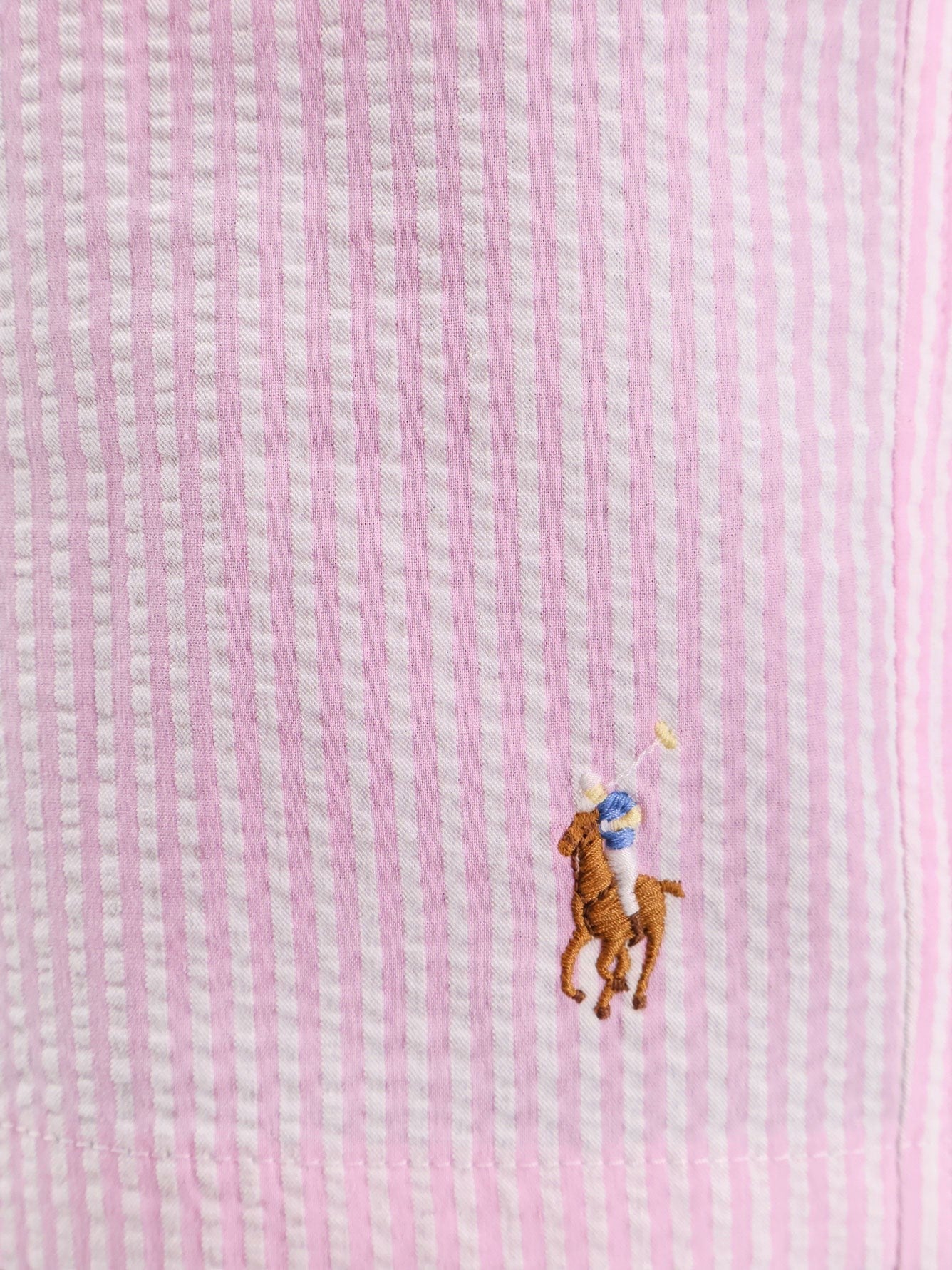 Cotton blend striped swim trunk with logo embroidery