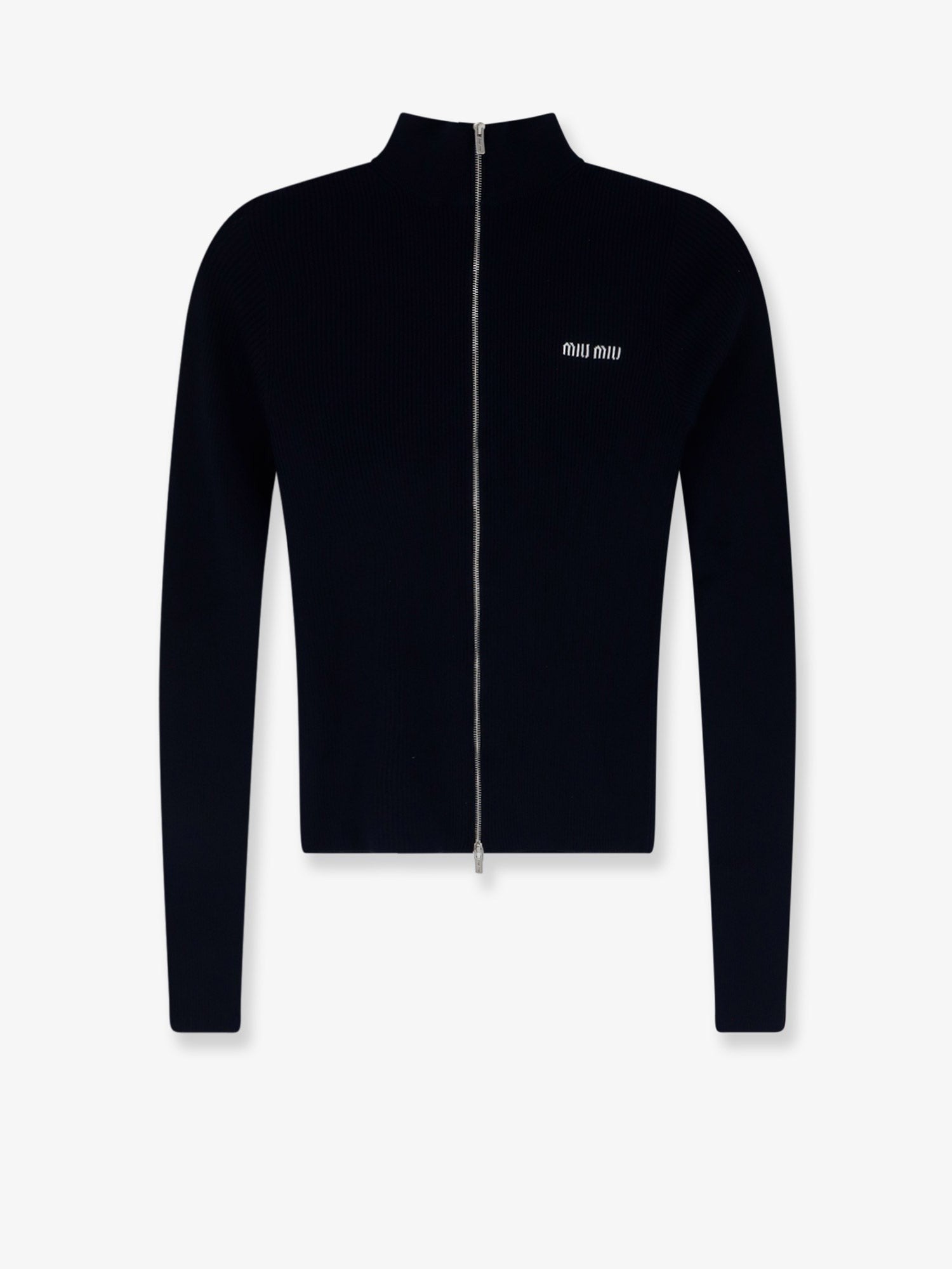 Miu Miu - Cotton cardigan with front logo inlay