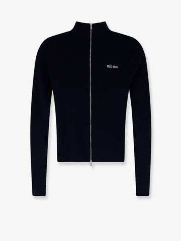 Miu Miu - Cotton cardigan with front logo inlay