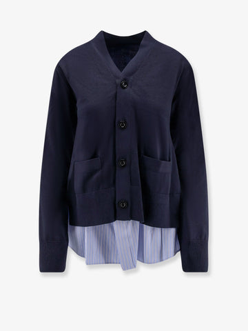 Cotton cardigan with mesh inserts