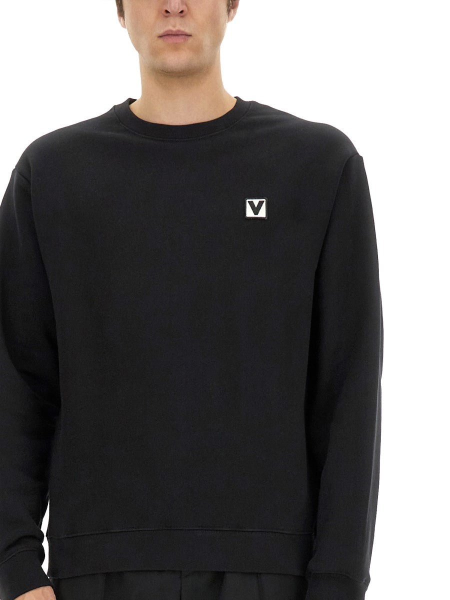 COTTON CREWNECK SWEATSHIRT WITH "CHEZ VALENTINO" PATCH