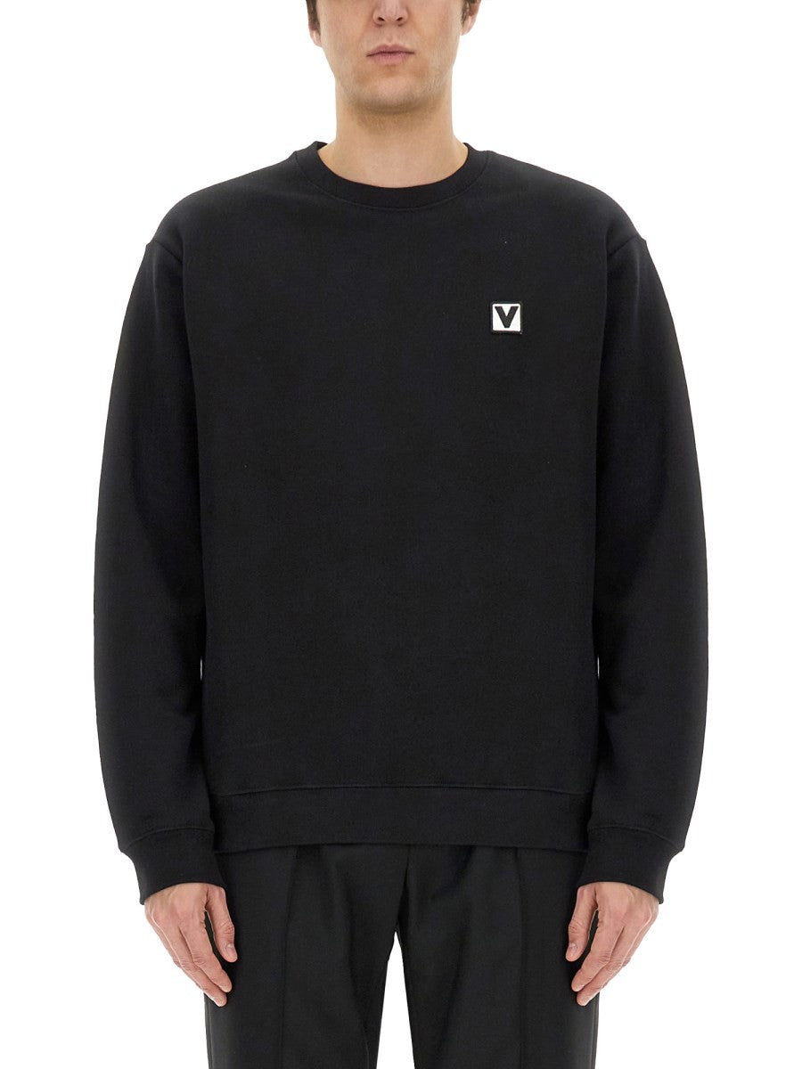 COTTON CREWNECK SWEATSHIRT WITH "CHEZ VALENTINO" PATCH