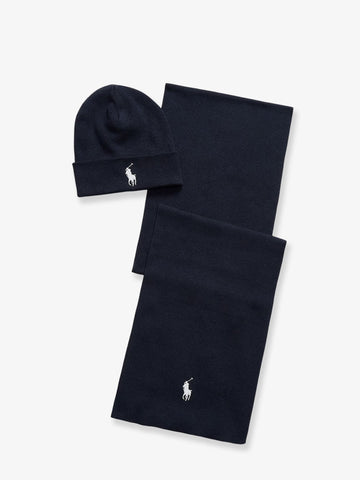Polo Ralph Lauren - Cotton hat and scarf set NAVY HEATHER UNI