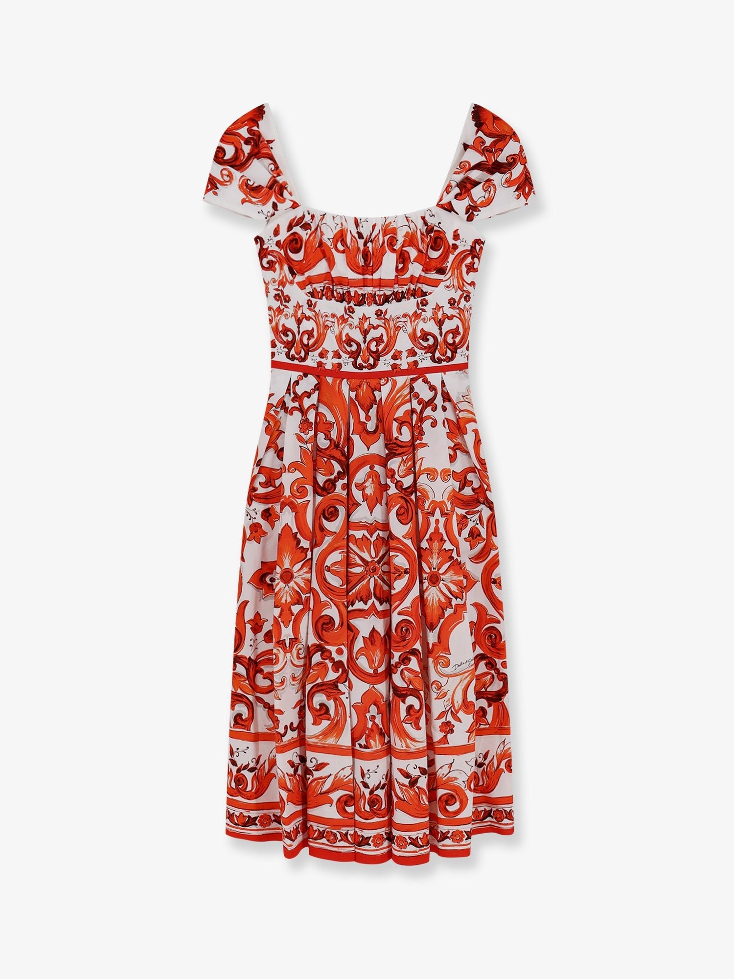 Dolce & Gabbana - Cotton long dress with Maiolica print