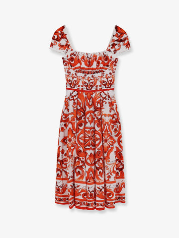 Dolce & Gabbana - Cotton long dress with Maiolica print