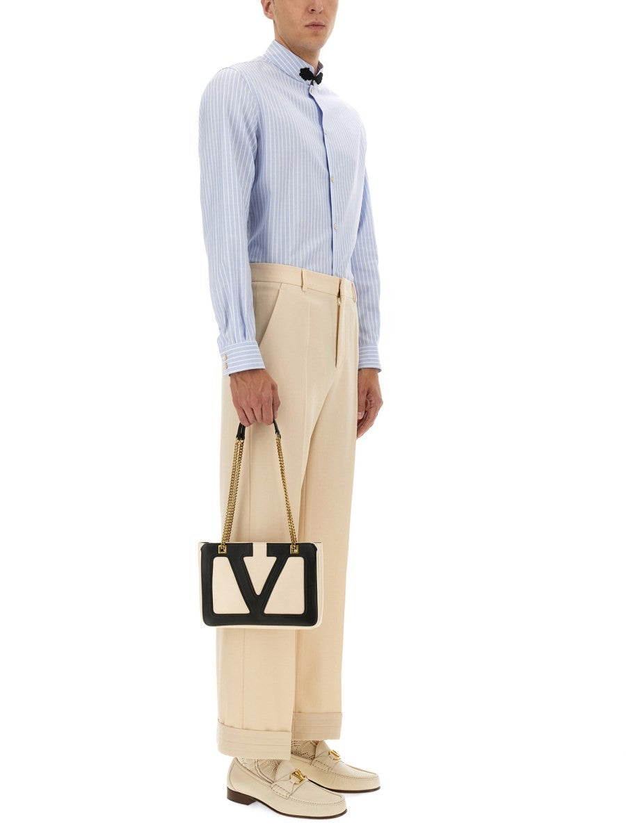 Valentino - COTTON OXFORD SHIRT WITH TOGGLE Baby blue