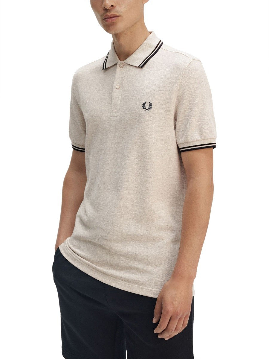 COTTON PIQUE POLO SHIRT WITH DOUBLE STRIPE