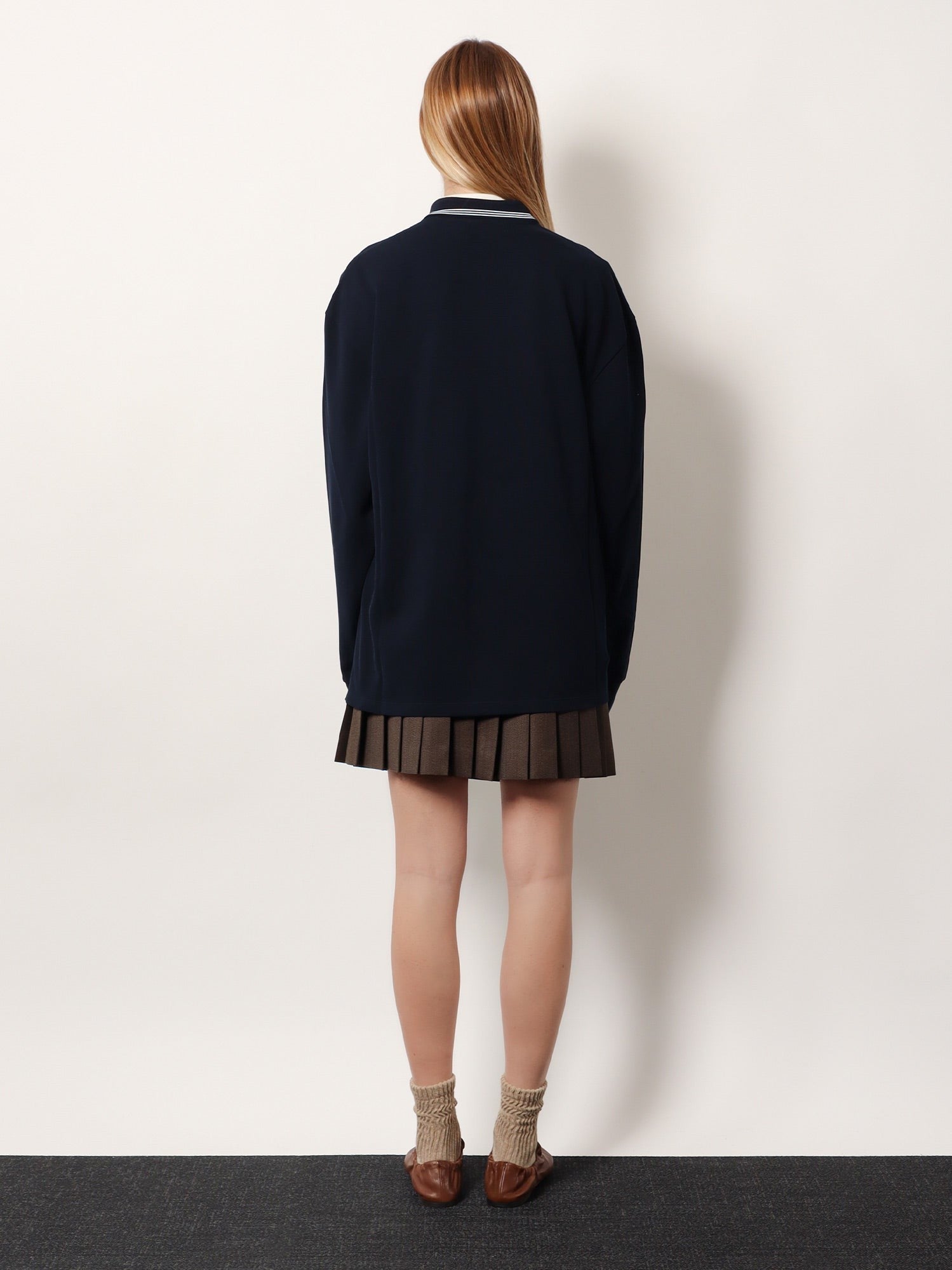 Cotton polo shirt with asymmetric metal zip detail