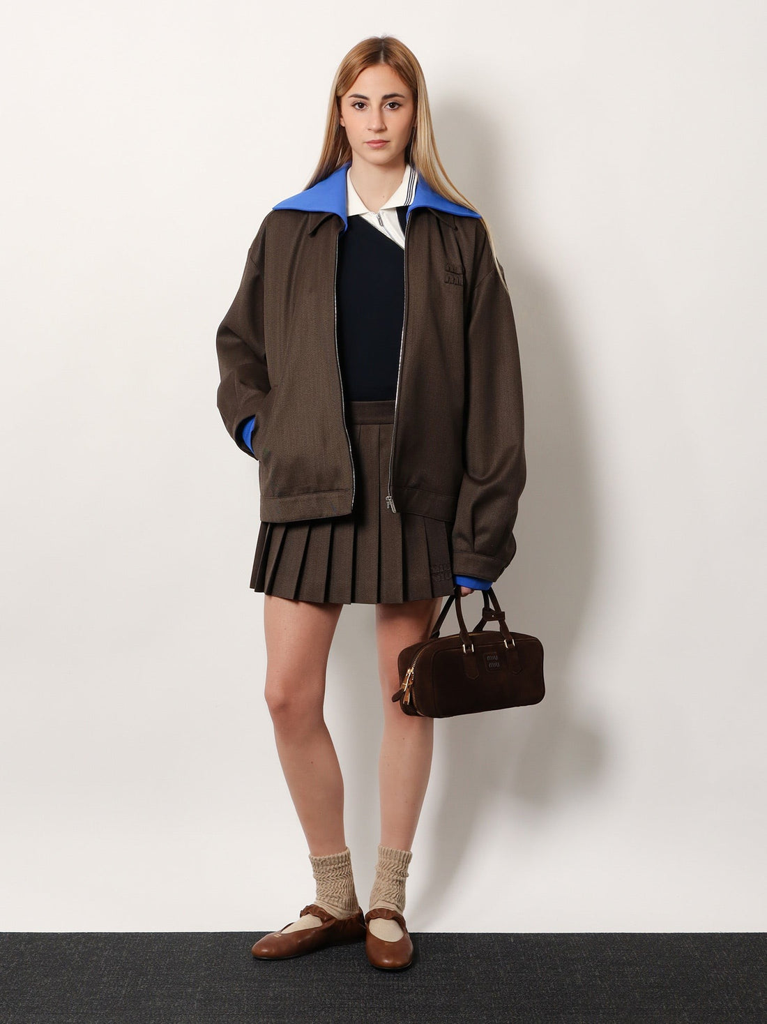 Cotton polo shirt with asymmetric metal zip detail