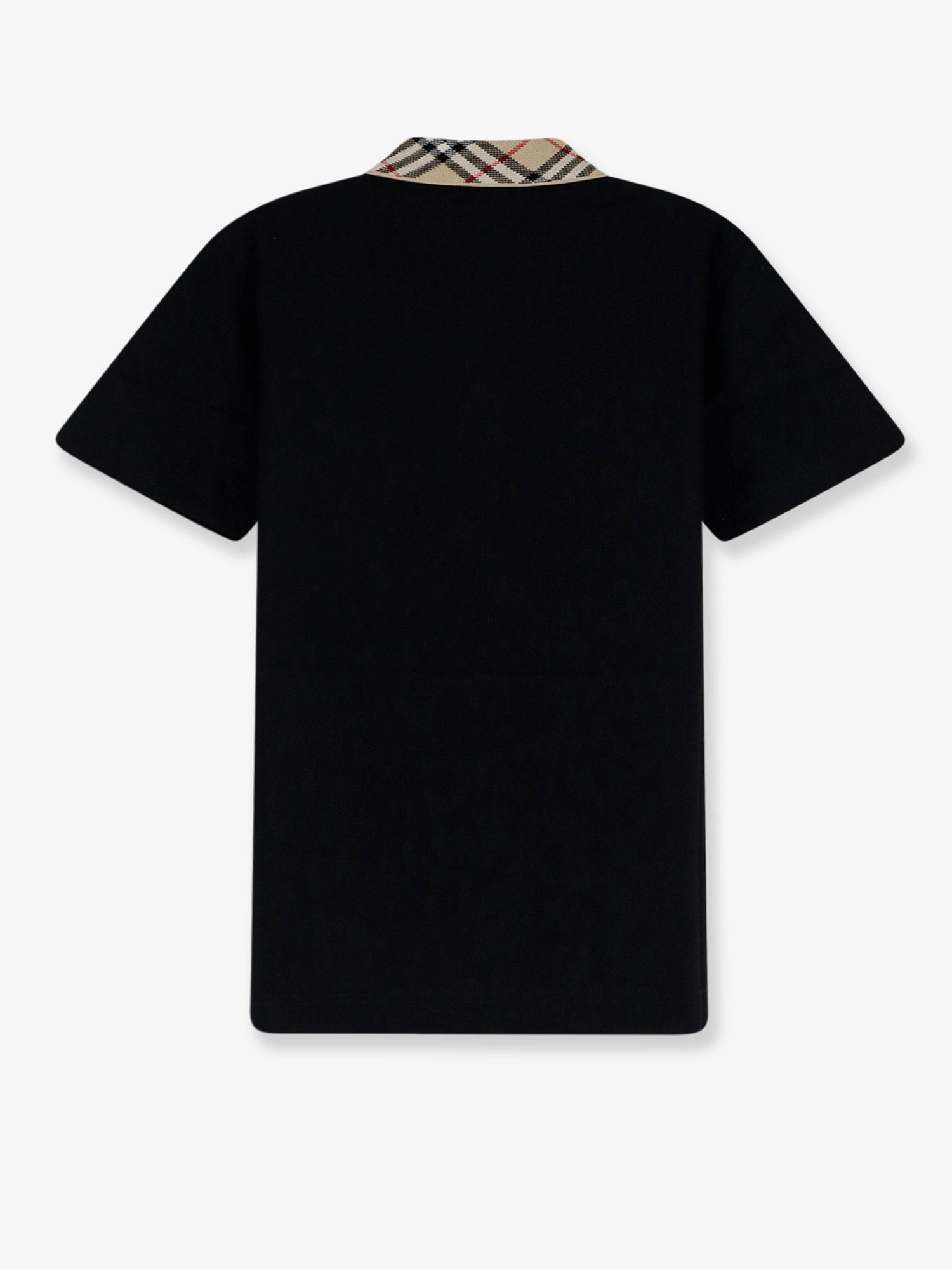 Burberry - Cotton polo shirt with check collar detail