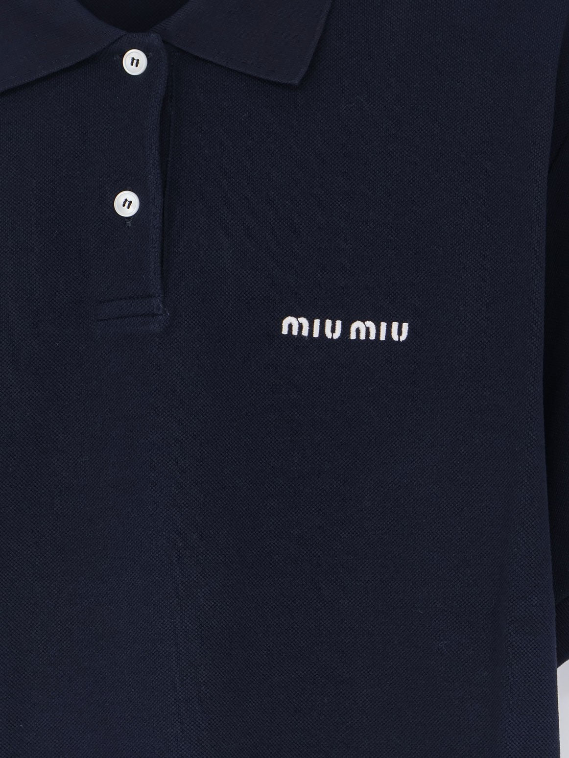 Miu Miu - Cotton polo shirt with front embroidered logo