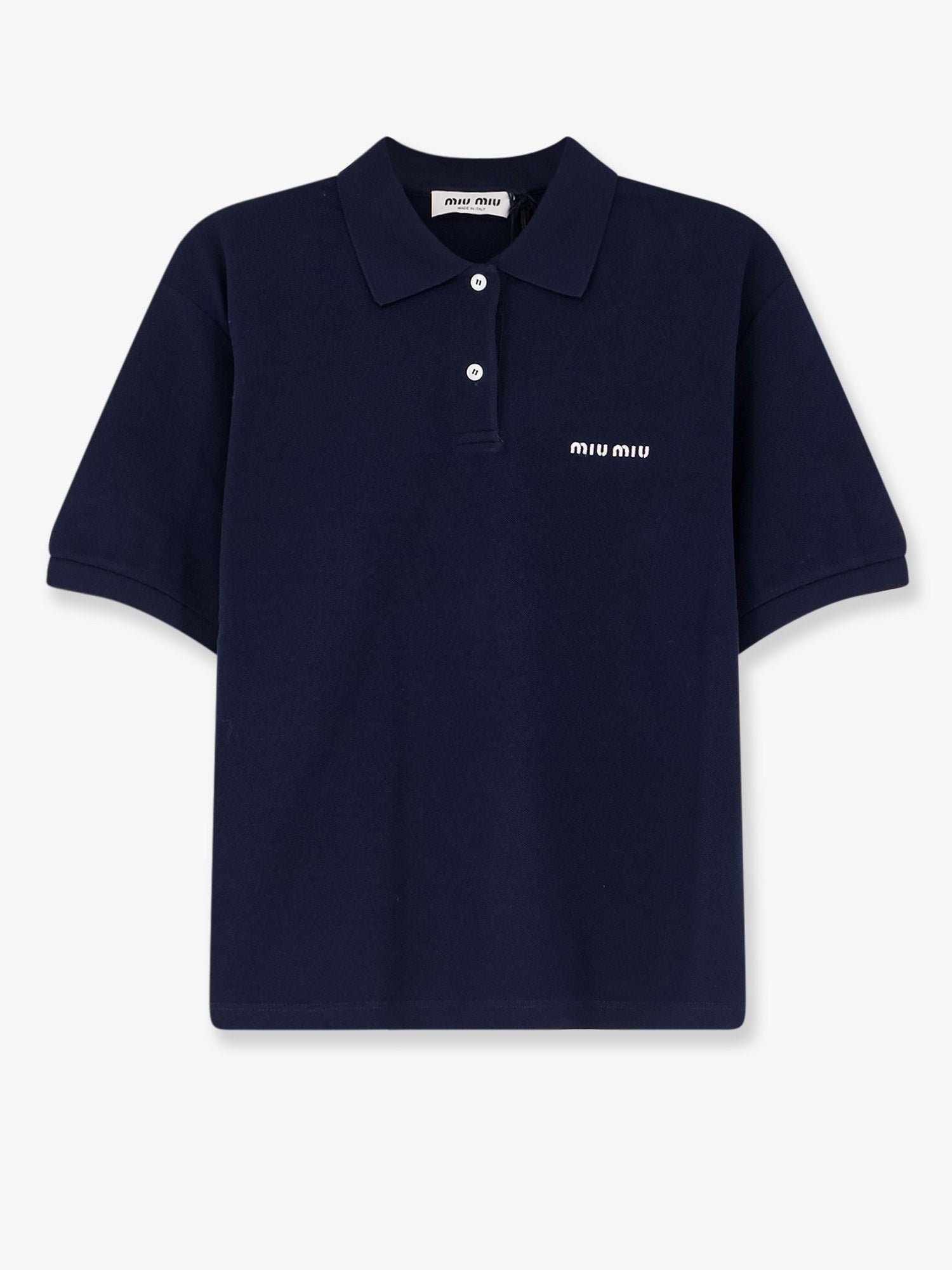 Miu Miu - Cotton polo shirt with front embroidered logo