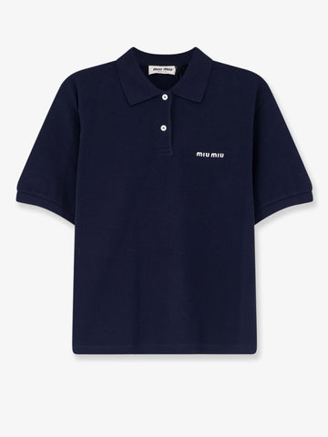 Miu Miu - Cotton polo shirt with front embroidered logo
