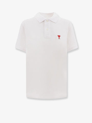AMI PARIS Cotton polo shirt with iconic embroidery