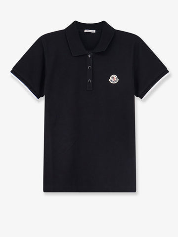 Moncler - Cotton polo shirt with logo patch
