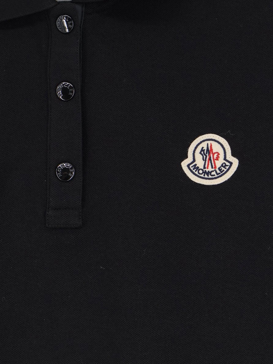 Moncler - Cotton polo shirt with logo patch