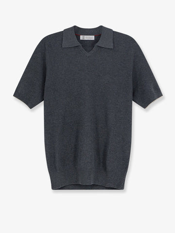 Brunello Cucinelli Brunello Cucinelli - Cotton polo shirt with ribbed knit