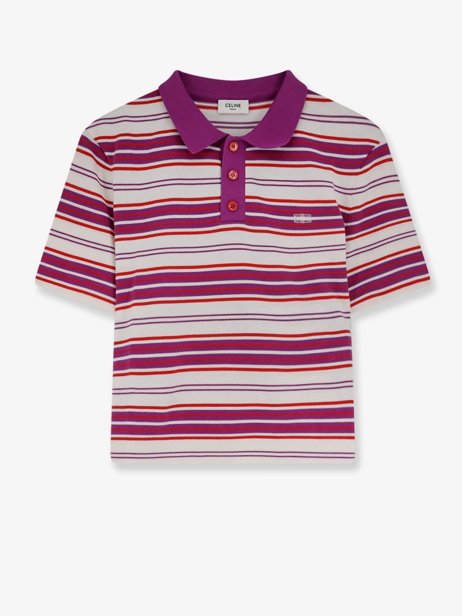 Celine - Cotton polo shirt with striped pattern