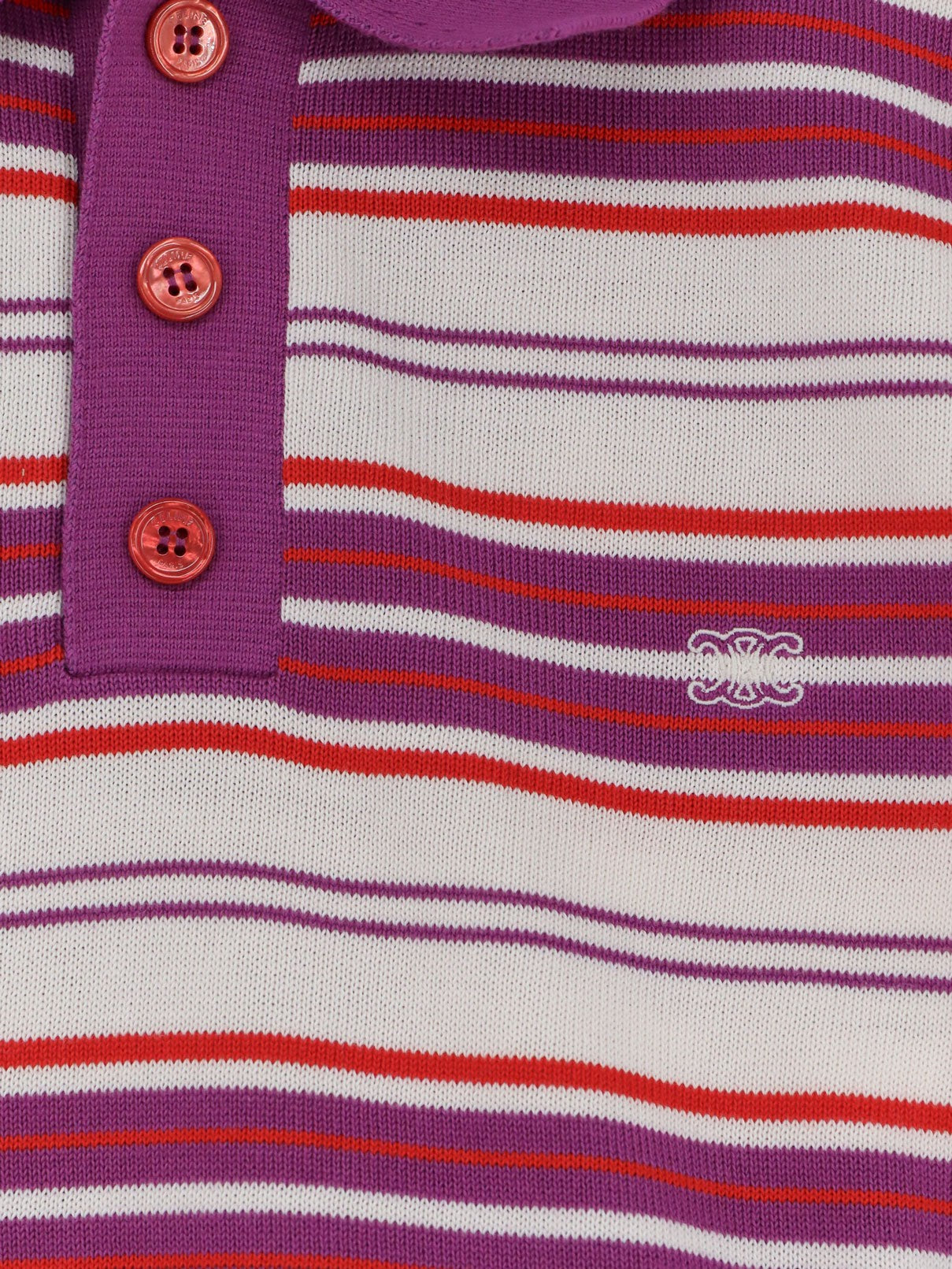 Celine - Cotton polo shirt with striped pattern