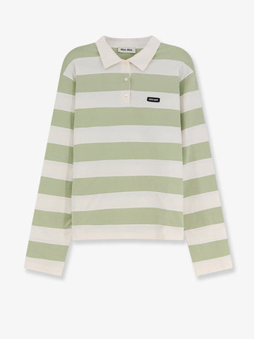 Miu Miu Miu Miu - Cotton polo shirt with striped pattern