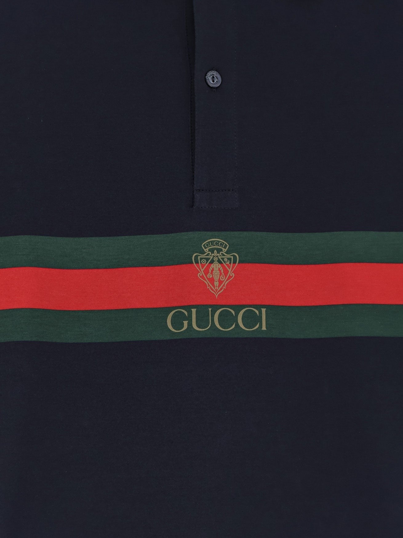 Gucci - Cotton polo shirt with Web print on the front