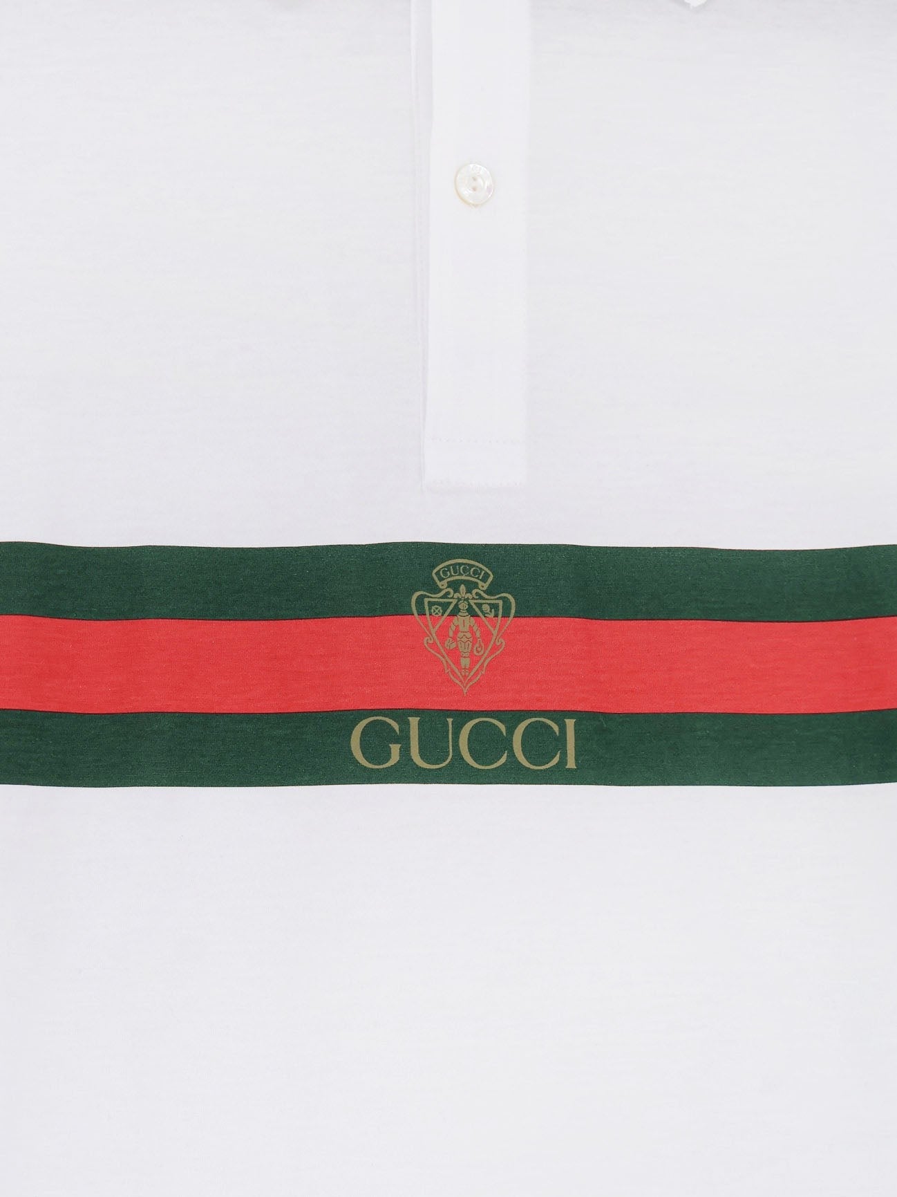Gucci Gucci - Cotton polo shirt with Web print on the front