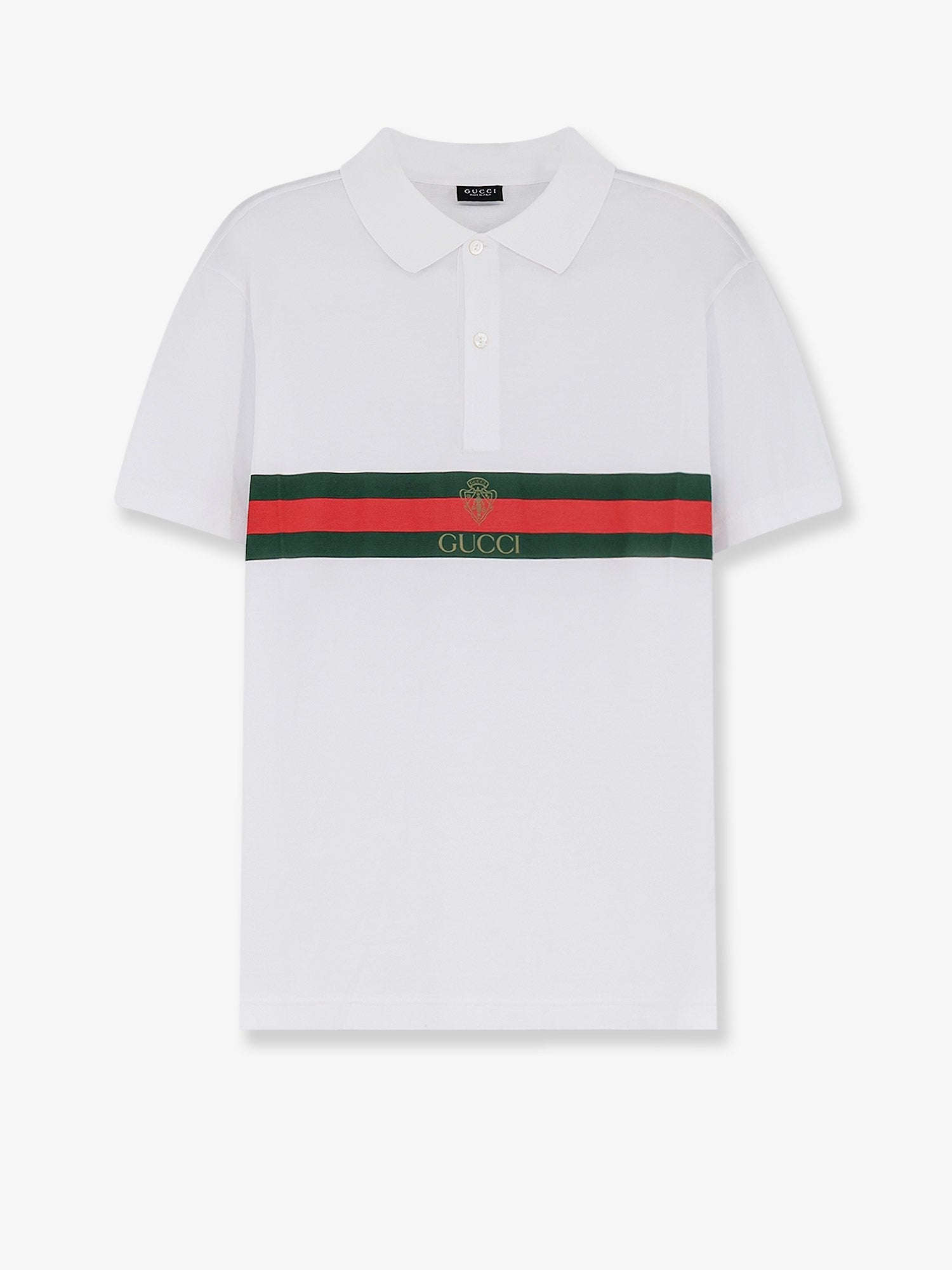 Gucci Gucci - Cotton polo shirt with Web print on the front