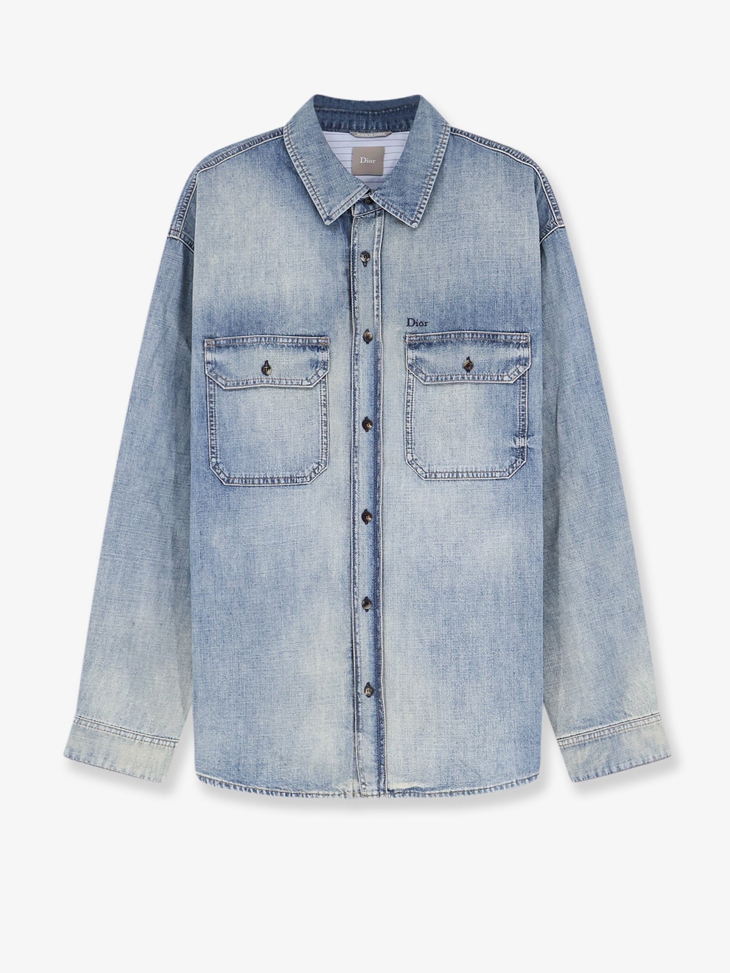 Dior - Cotton shirt jacket with embroidered lettering logo