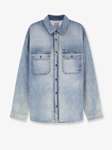 Dior - Cotton shirt jacket with embroidered lettering logo