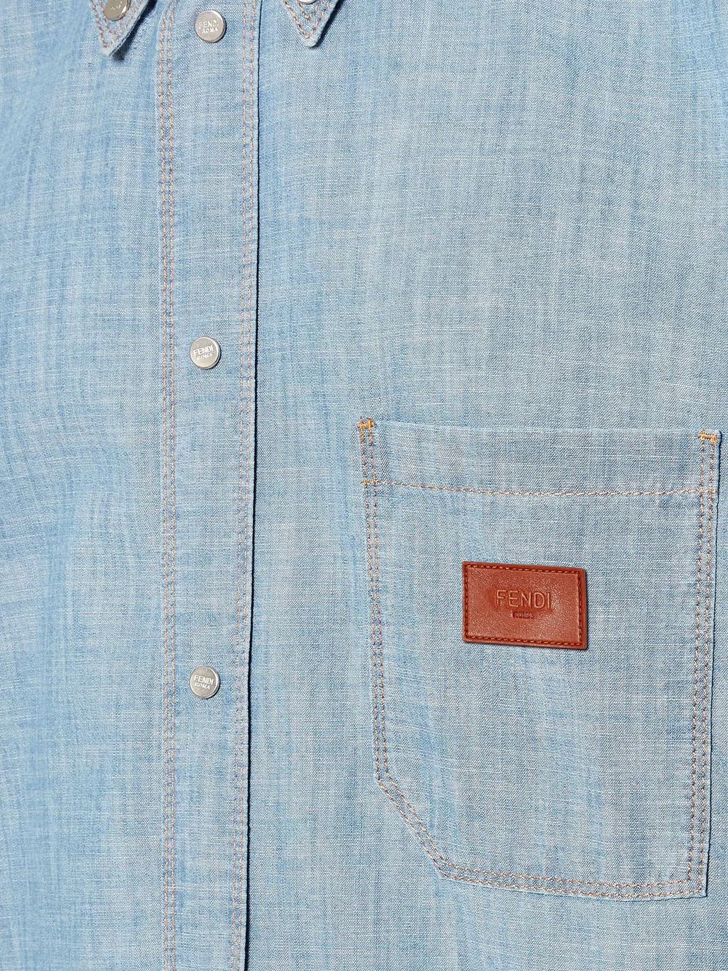 Cotton shirt with denim effect