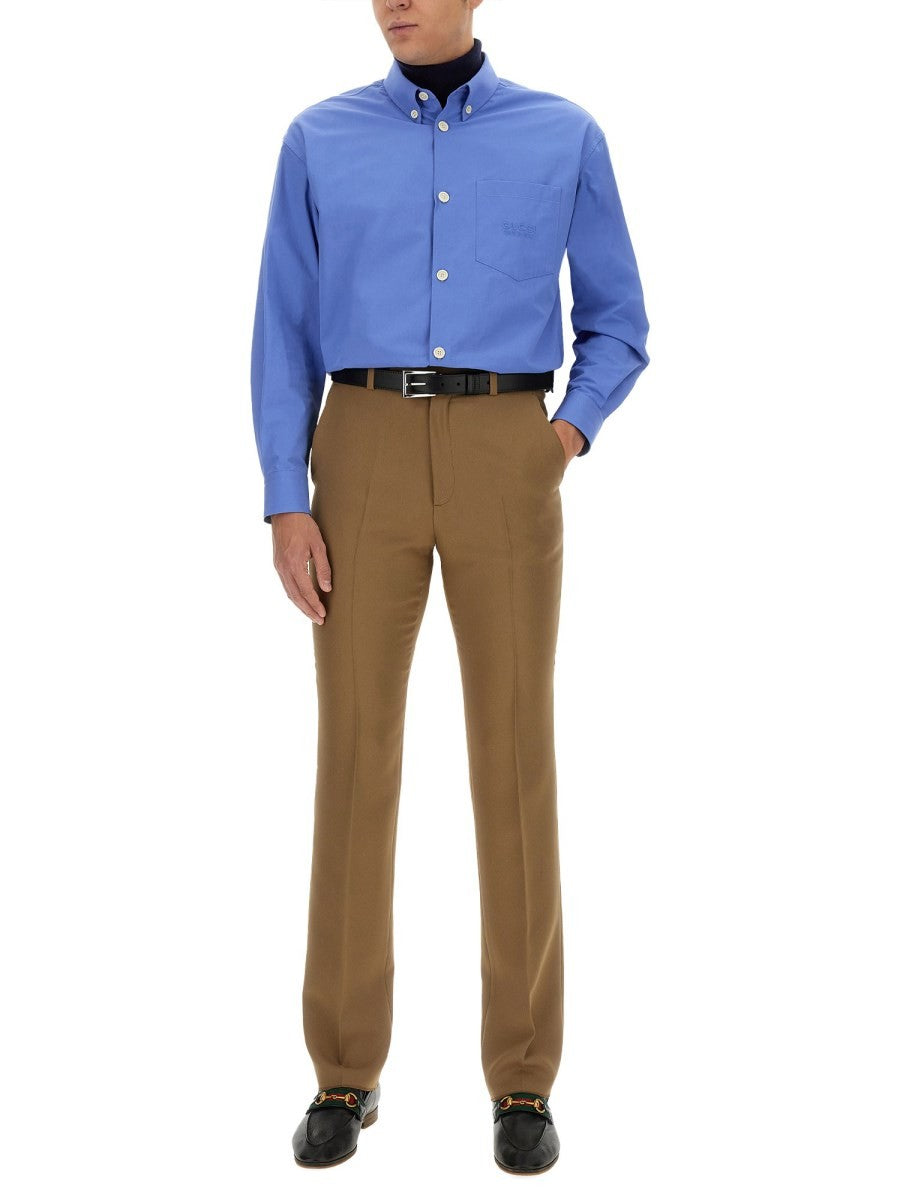 COTTON SHIRT WITH GUCCI EMBROIDERY