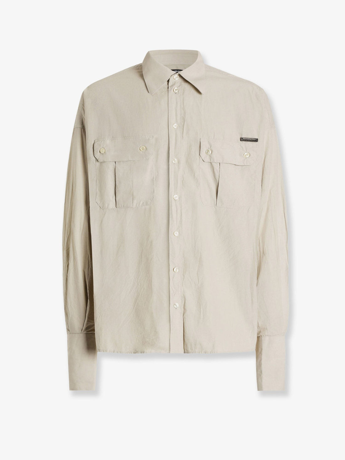 Dolce & Gabbana Cotton shirt with leather logo patch
