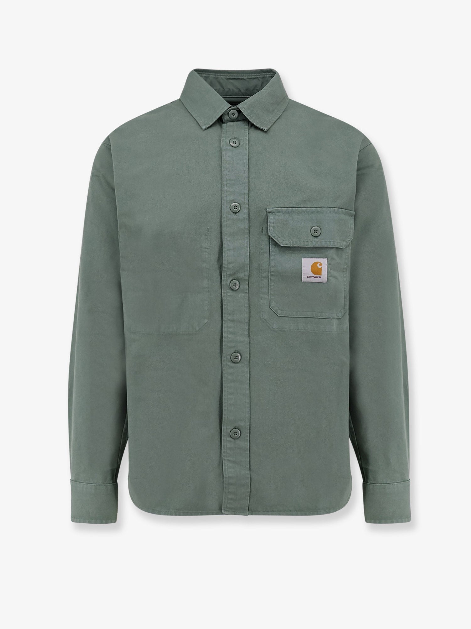 Cotton shirt with logo patch