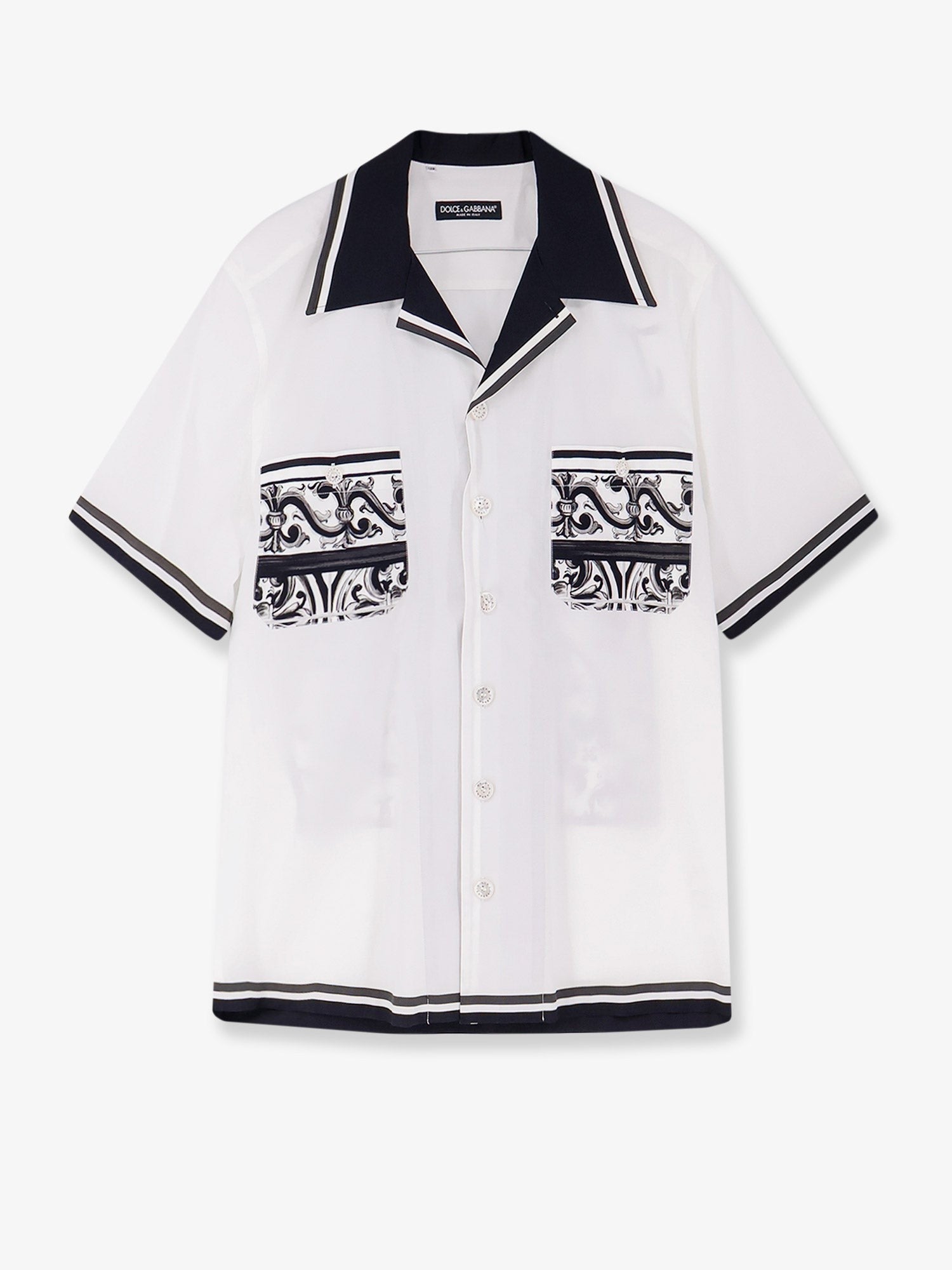 Cotton shirt with maxi Maiolica print on the back