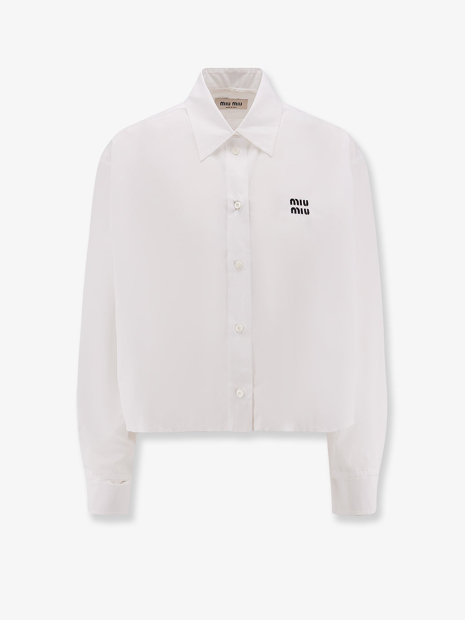 Cotton shirt with Miu Miu embroidery
