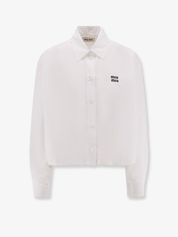 Cotton shirt with Miu Miu embroidery