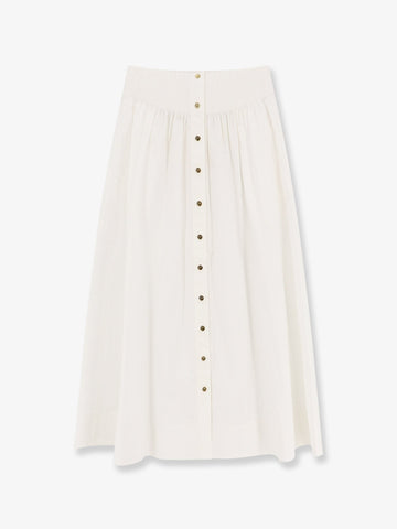 Cotton skirt with logoed buttons