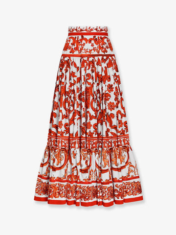 Dolce & Gabbana Cotton skirt with Maiolica print