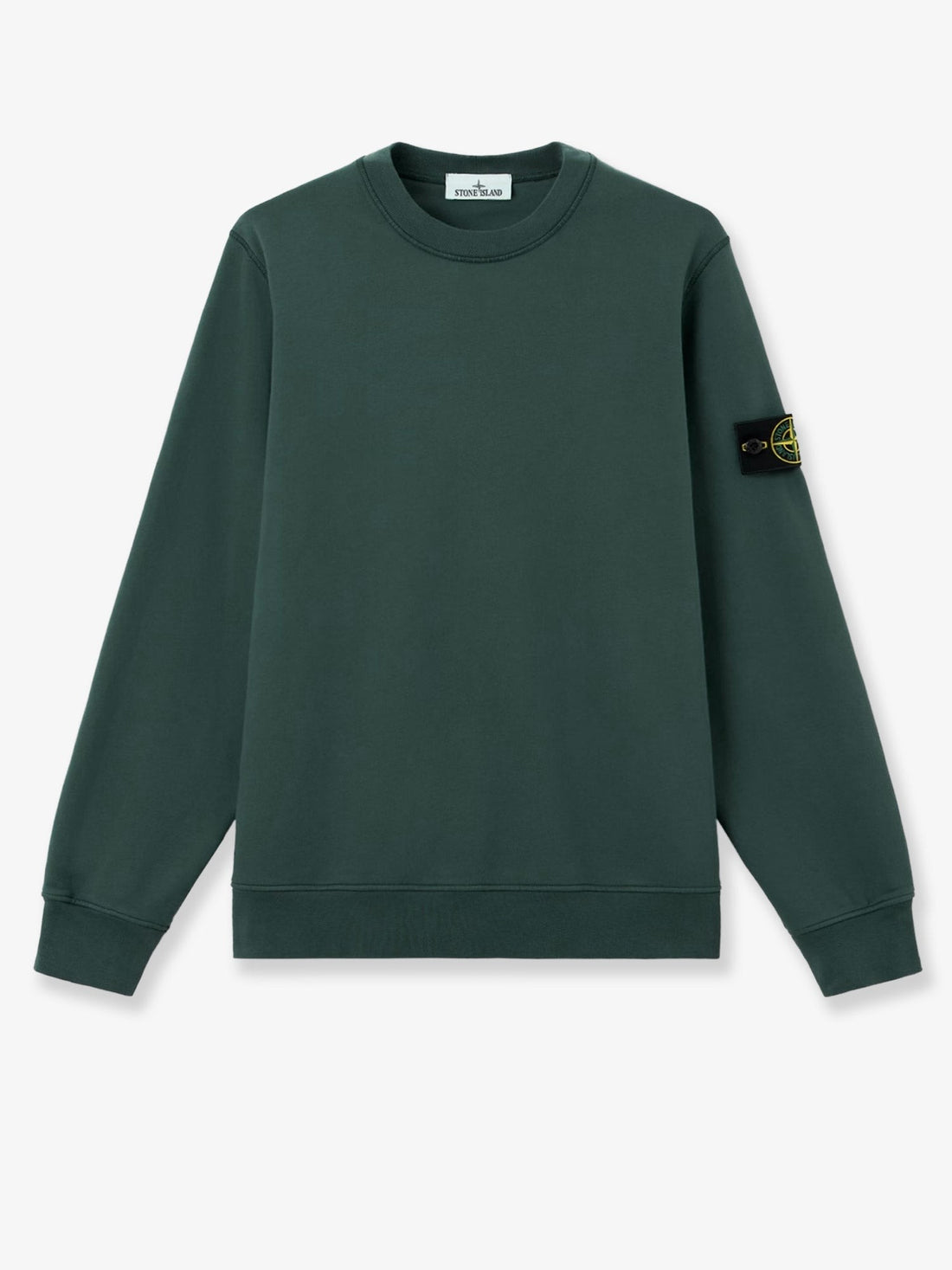Stone Island - Cotton sweatshirt with side logo patch DARK GREEN 3XL