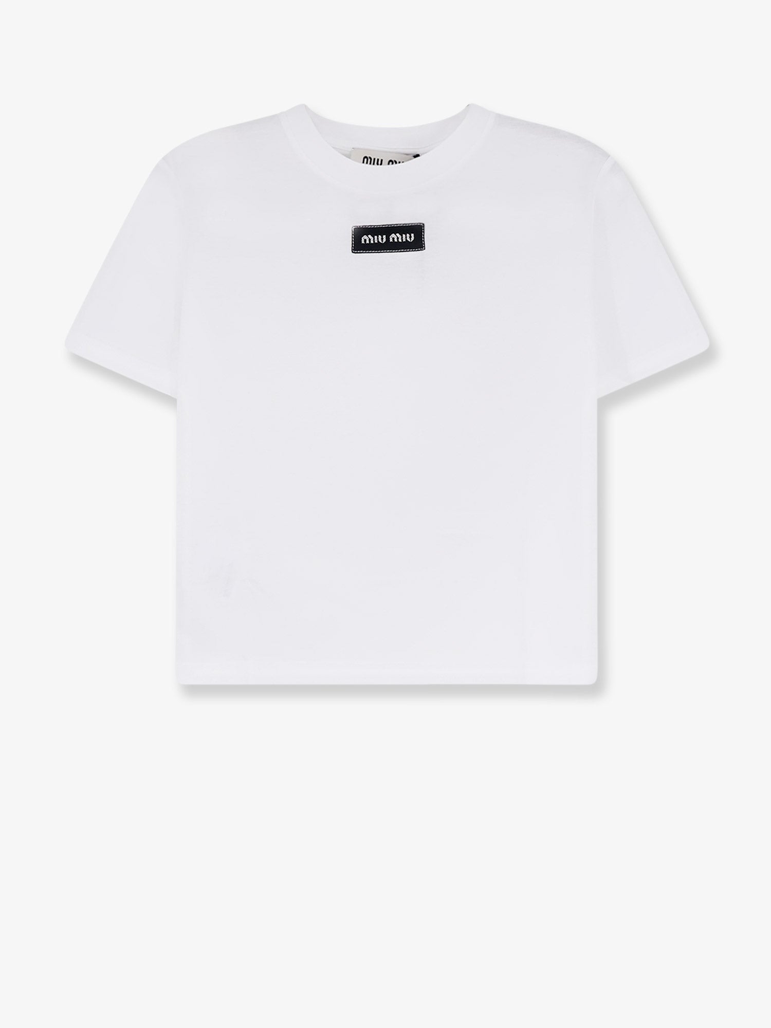 Miu Miu - Cotton T-shirt with embroidered logo on the front