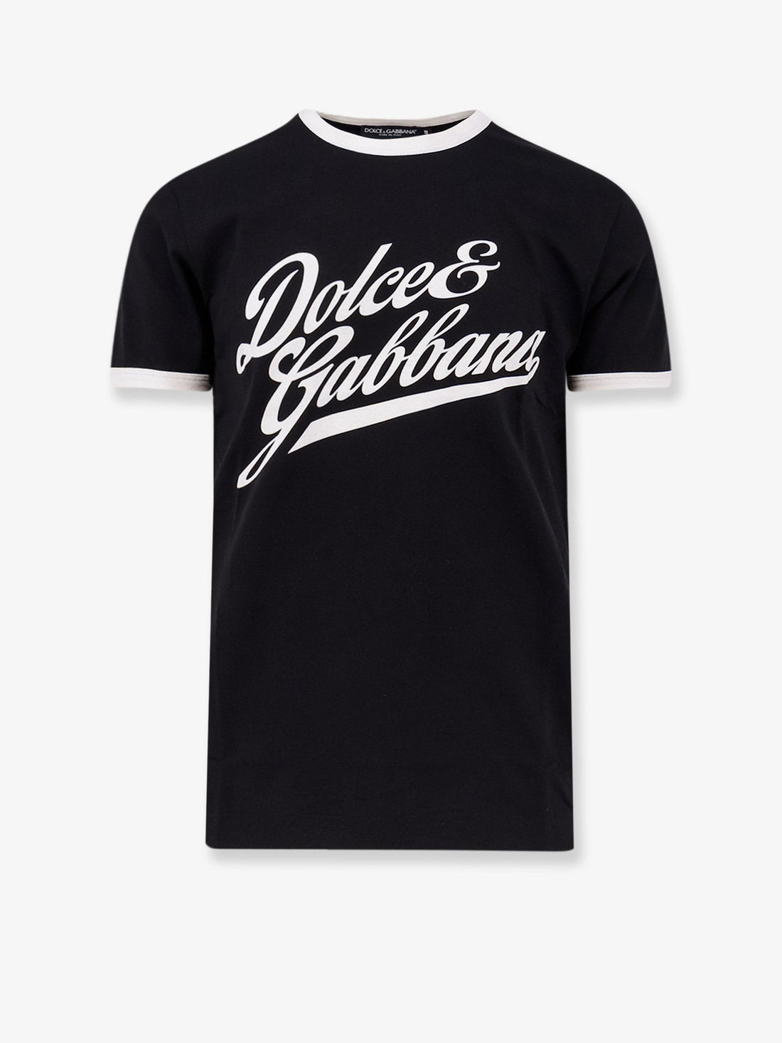 Dolce & Gabbana - Cotton t-shirt with flocked logo print cotton-t-shirt-with-flocked-logo-print_c42bbba8-c861-4794-84a9-5c57ec2664fc
