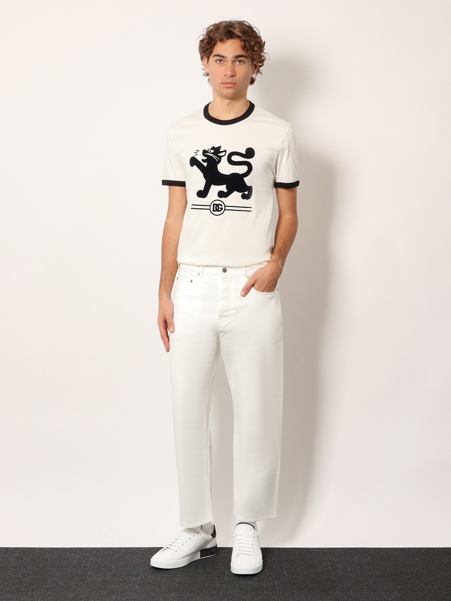 Cotton t-shirt with flocked print