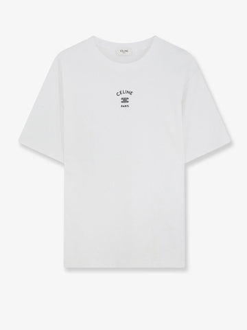 Celine - Cotton T-shirt with front lettering logo print