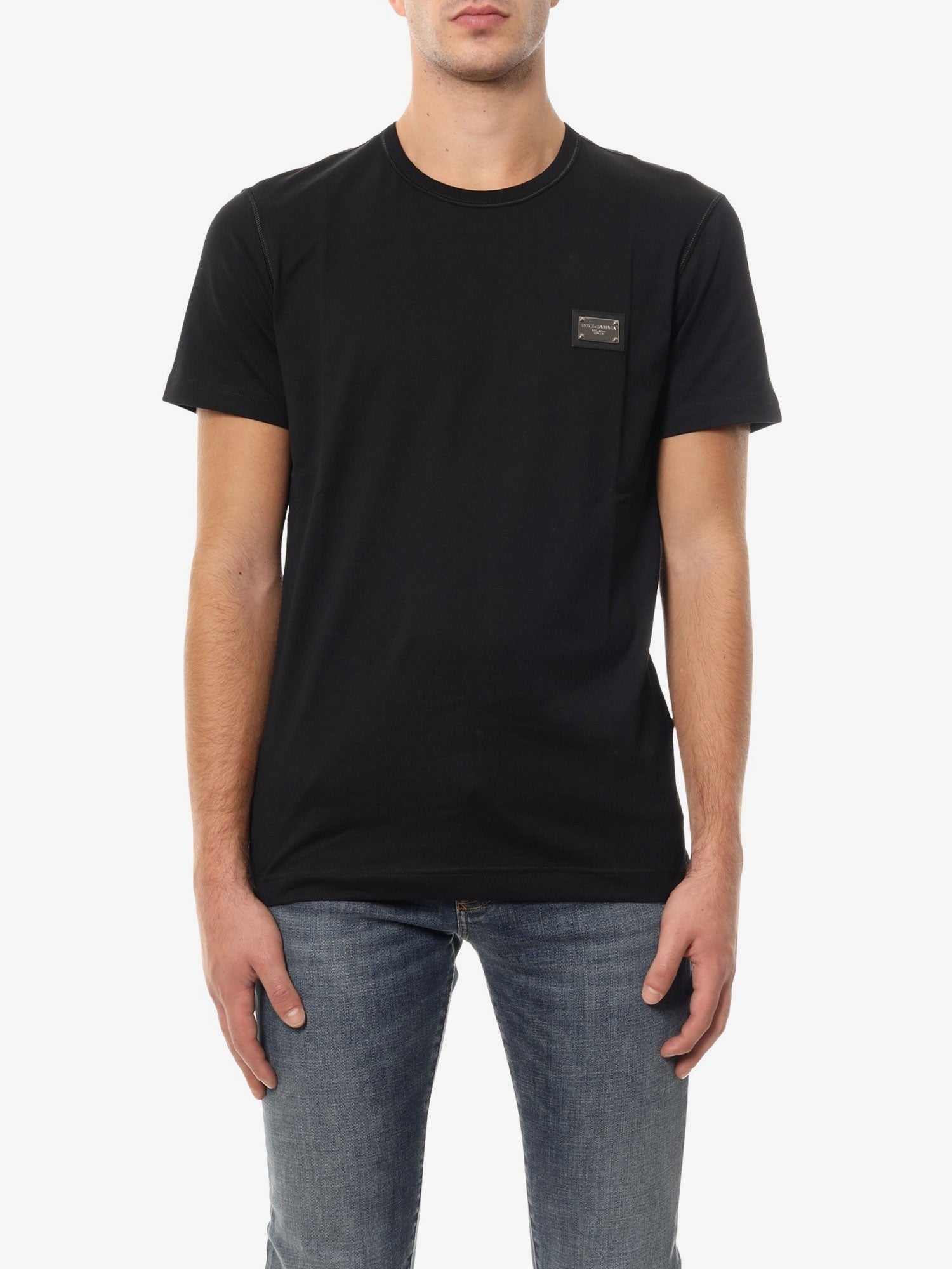 Cotton T-shirt with logo patch