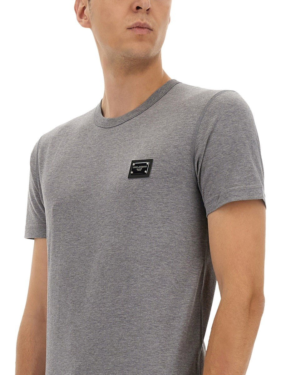 COTTON T-SHIRT WITH LOGO PLAQUE