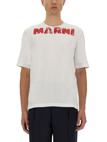 Marni Marni - COTTON T-SHIRT WITH MAXI PRINT