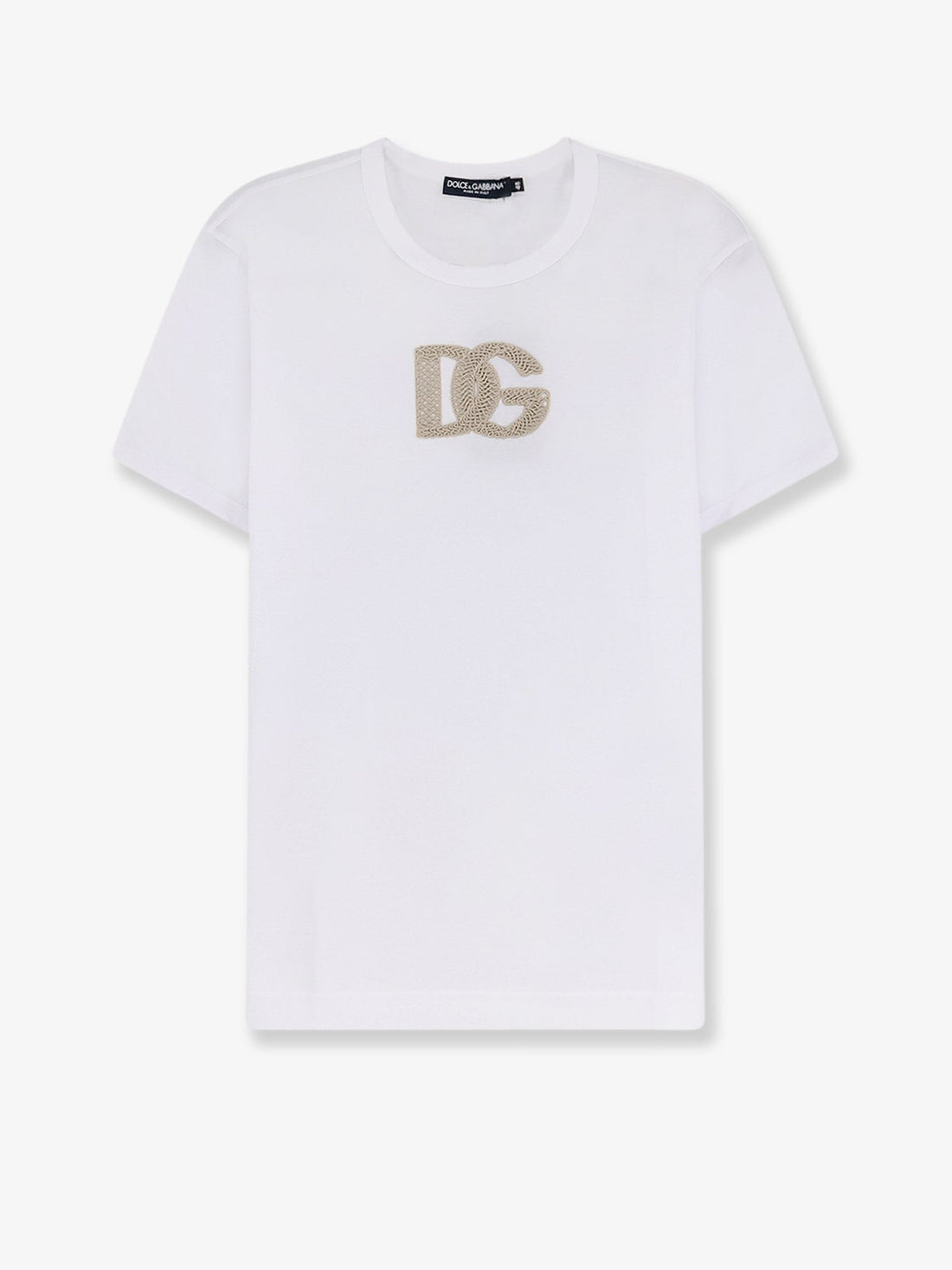 Dolce & Gabbana - Cotton T-shirt with patch logo on the front BIANCO OTTICO